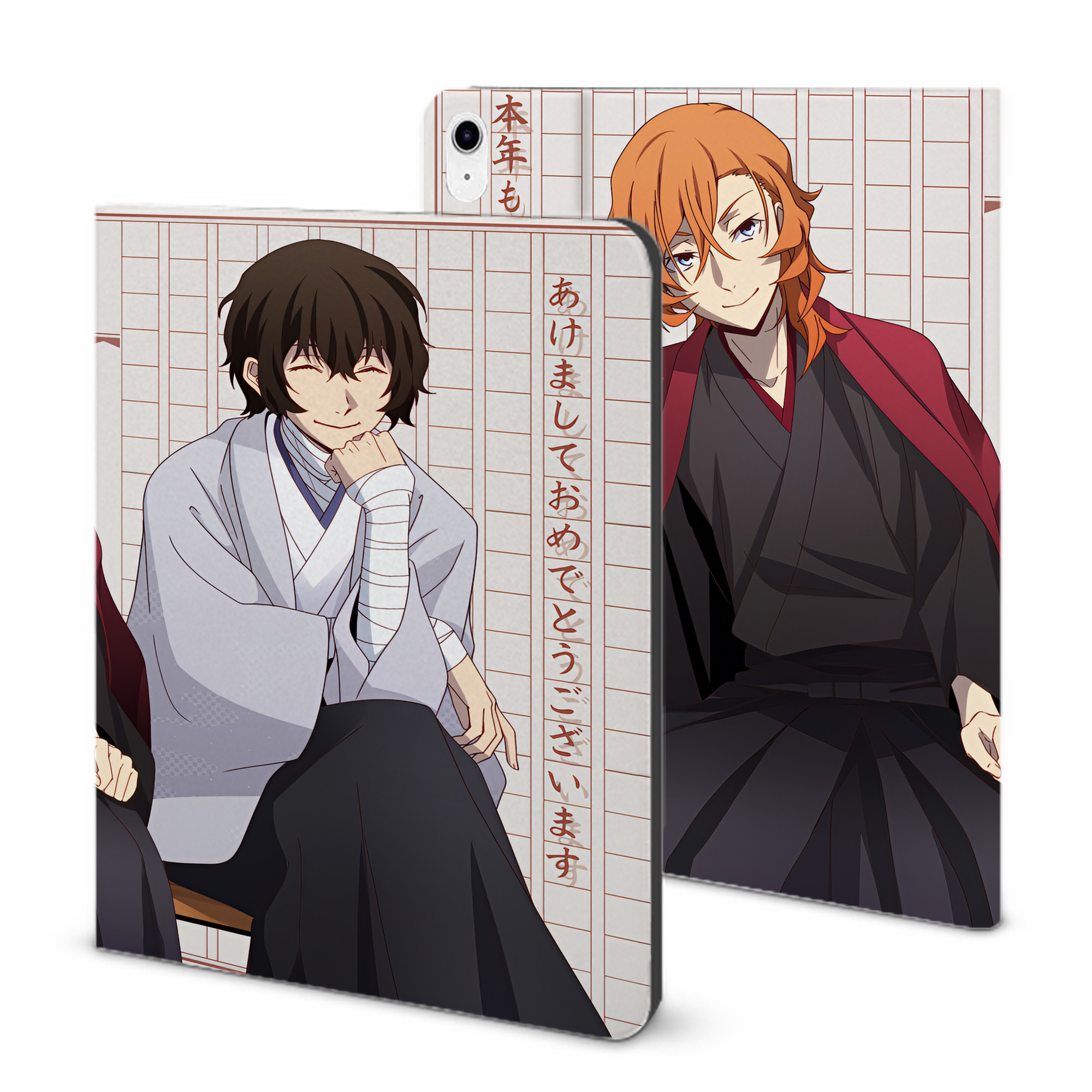 （画像用） 文豪ストレイドッグス Bungo Stray Dogs IPad ケース ブック型 PUレザー TPU 耐衝撃 軽量 薄型 ペン収納なし 全面保護 IPad 各モデル対応